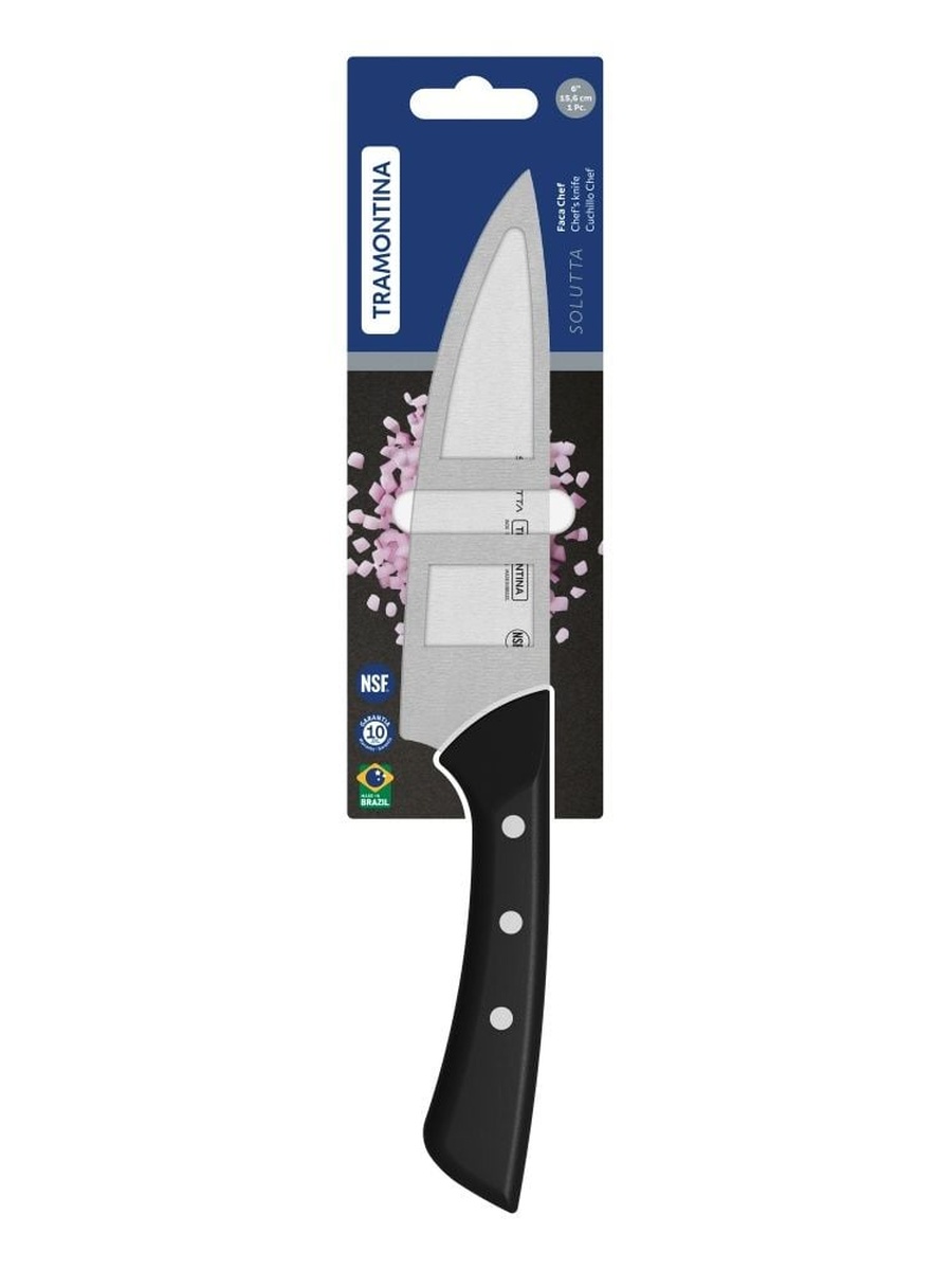 Tramontina 6 Inch Chefs Knife Solutta - 24254106, Multi Color, Stainless steel, For Indoor Spaces, Home Organization