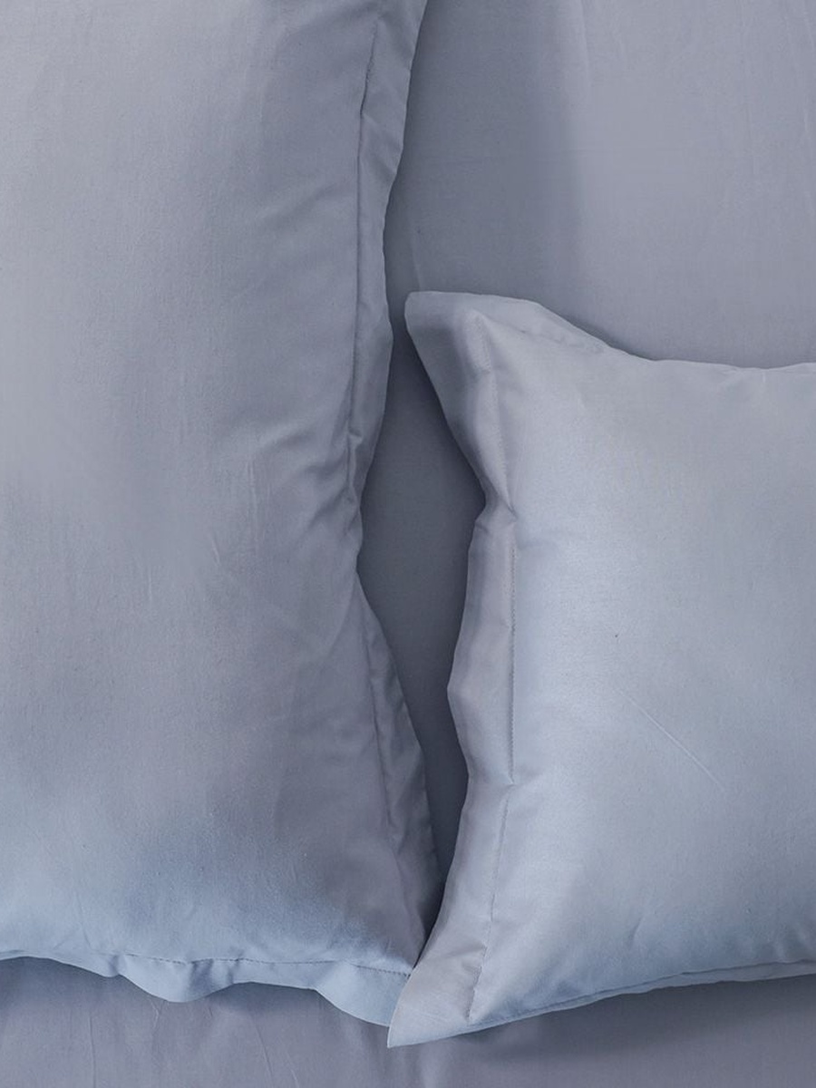 Bliss 3 - Piece Cotton Super King Fitted Sheet Set - Grey-200x200 + 35 cm, 50x75cm, 100% Cotton - 144 Tc