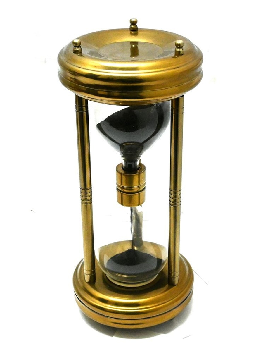 Royalus Decorative Hourglass Black Sand 32.5Hcm, Brown, Glass And Sand, Glassware For Dining Table Water Juice And Guest Serving