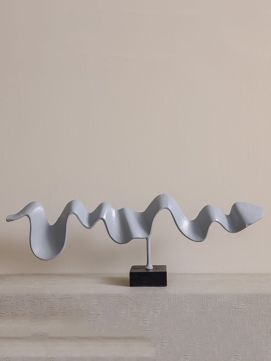 Stark Metal Leaf Sculpture 37x8X36cm, Grey, Aluminium, Decorative Figurine For Tabletop Shelf Console And Home Styling, Product Code 290102100348