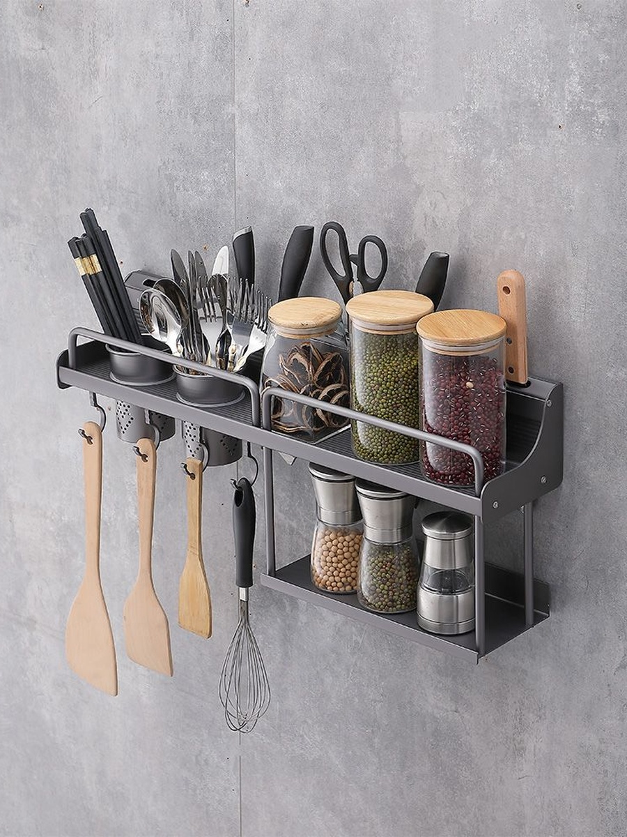 Milano Luxe Duoline Kitchen Rack Plus Bm029, Gun Grey, Stainless Steel, Bathroom Corner Shelf For Shower Storage Toiletries And Accessories