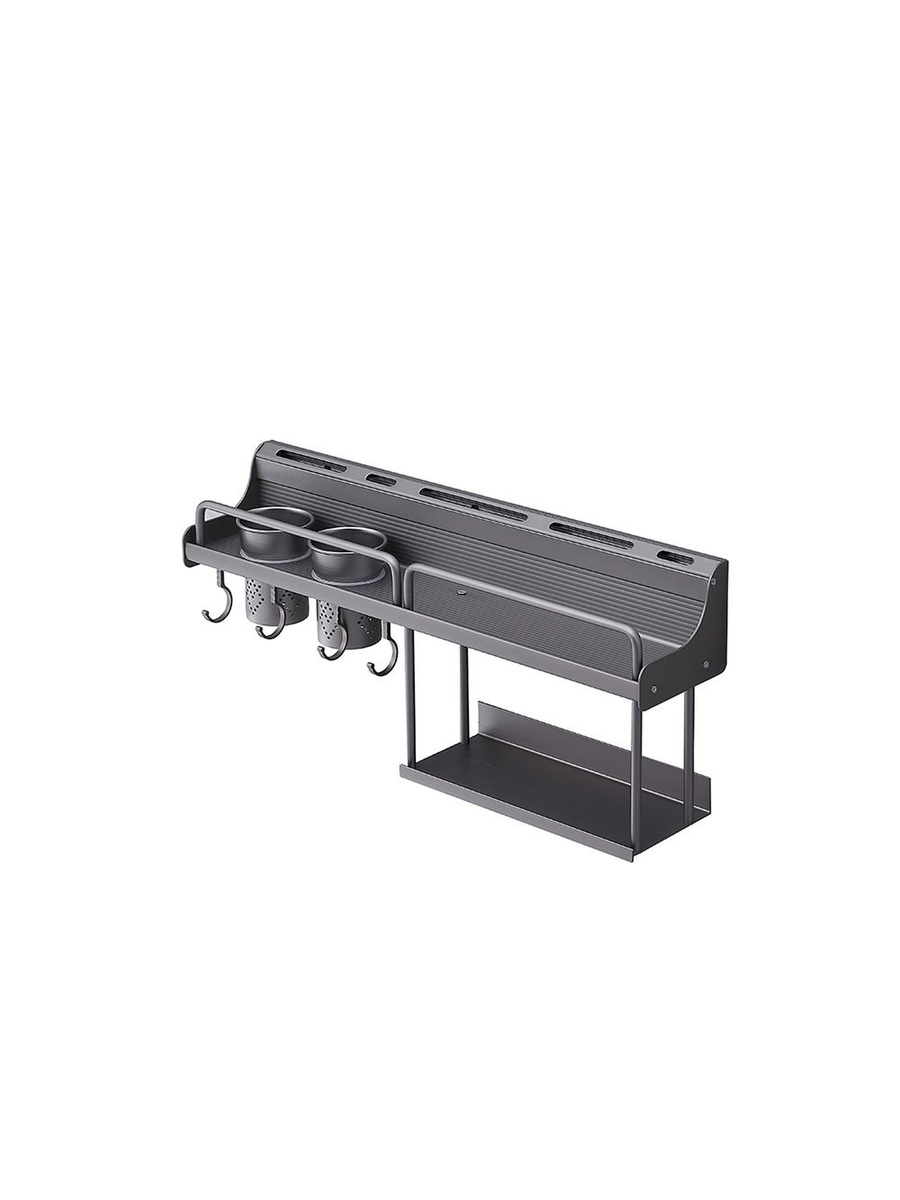 Milano Luxe Duoline Kitchen Rack Plus Bm029, Gun Grey, Stainless Steel, Bathroom Corner Shelf For Shower Storage Toiletries And Accessories