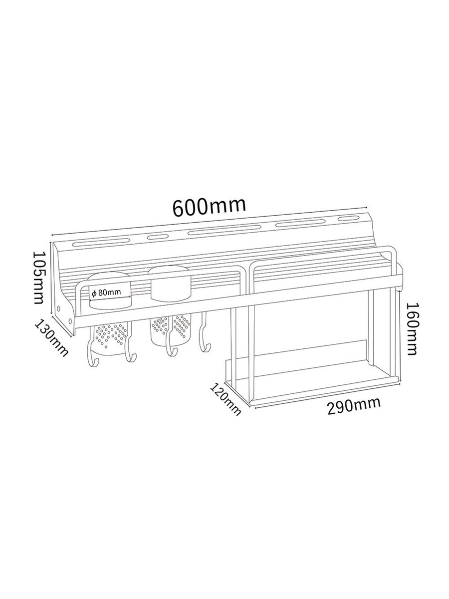 Milano Luxe Duoline Kitchen Rack Plus Bm029, Gun Grey, Stainless Steel, Bathroom Corner Shelf For Shower Storage Toiletries And Accessories