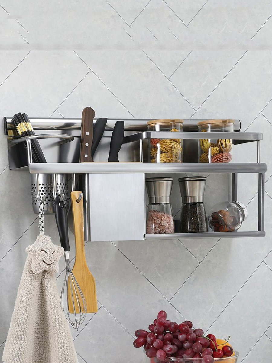 Milano Luxe Duoline Kitchen Rack Pro Bm030, Persian Grey, Stainless Steel, Bathroom Corner Shelf For Shower Storage Toiletries And Accessories