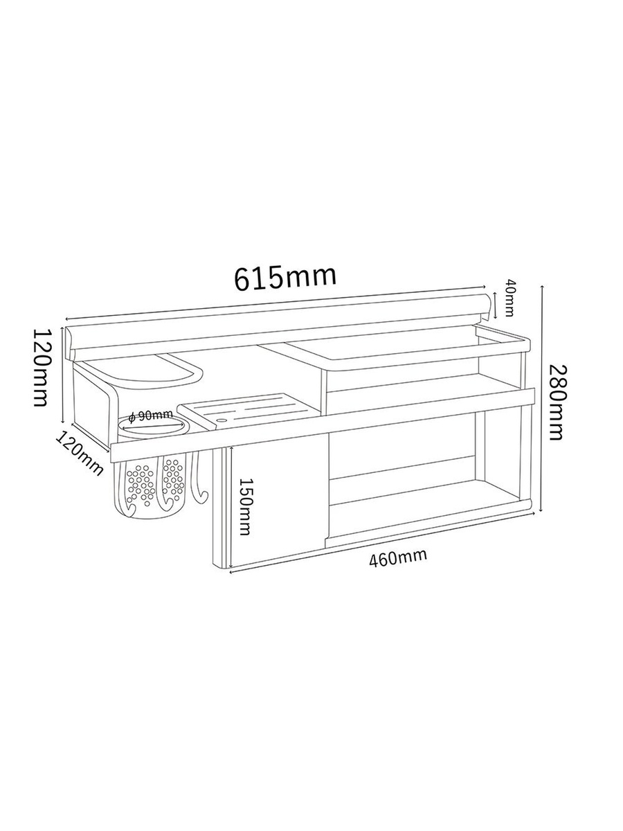 Milano Luxe Duoline Kitchen Rack Pro Bm030, Persian Grey, Stainless Steel, Bathroom Corner Shelf For Shower Storage Toiletries And Accessories