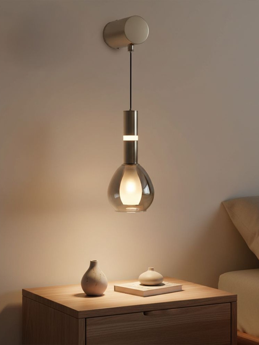 Lumen Wall Lamp - Glass And Metal - Smoke Grey