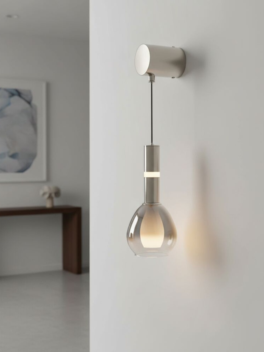 Lumen Wall Lamp - Glass And Metal - Smoke Grey