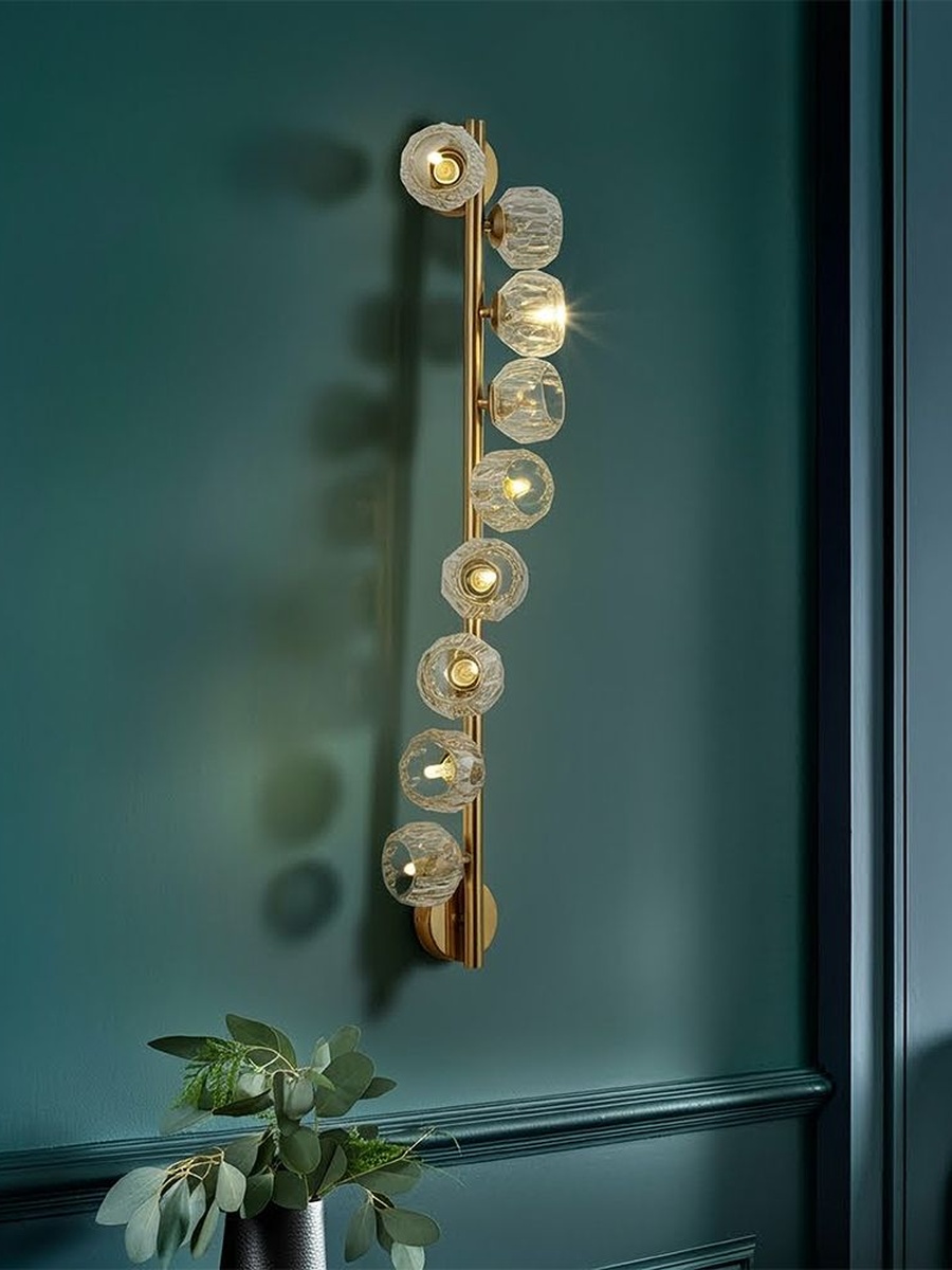 Delfina Wall Bracket - Metal+Crystal - Antique Brass - 80x18x120