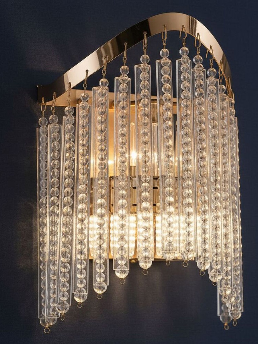 Zahra Crystal Wall Lamp - Crystal And Metal - Gold