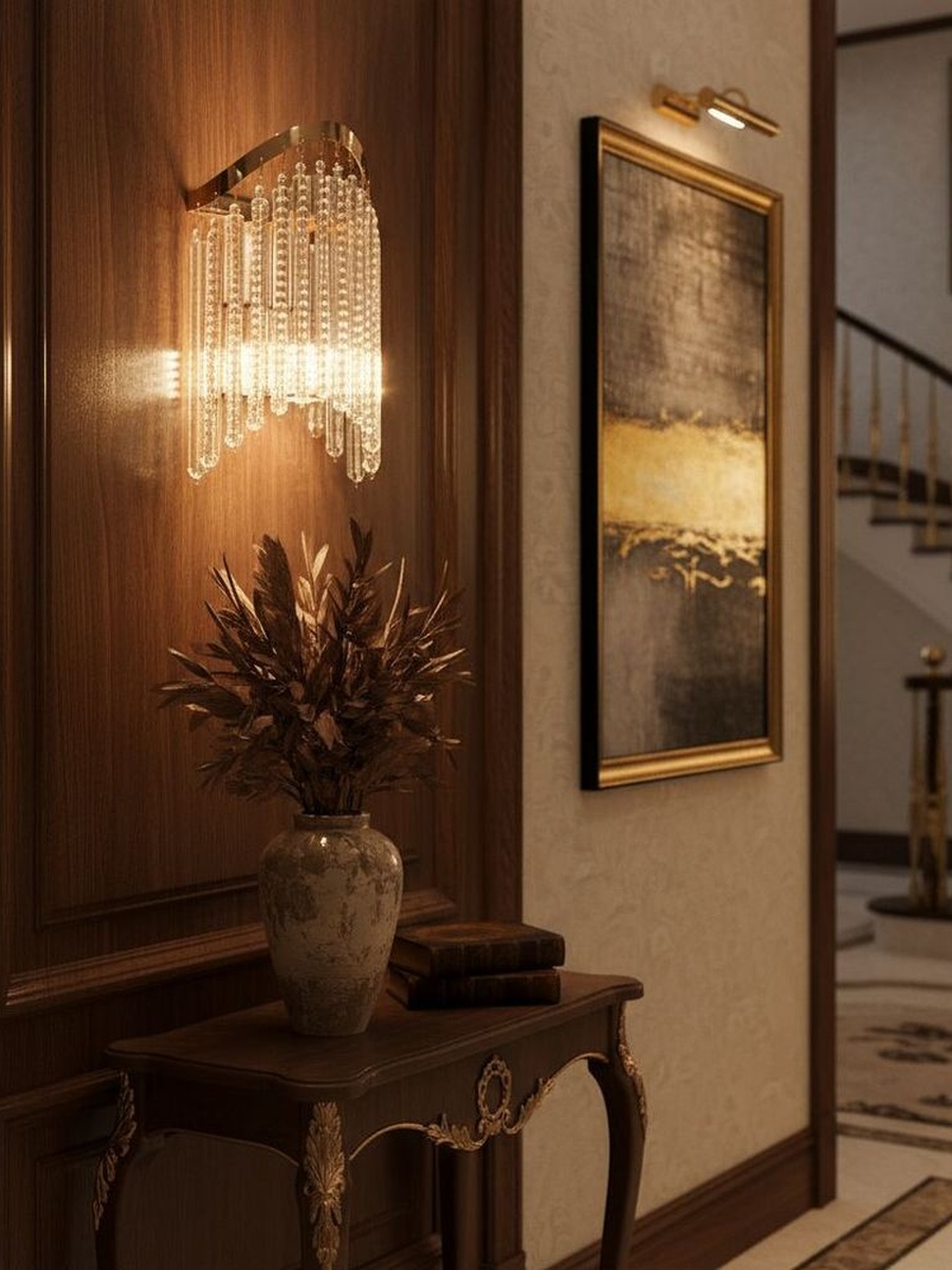 Zahra Crystal Wall Lamp - Crystal And Metal - Gold