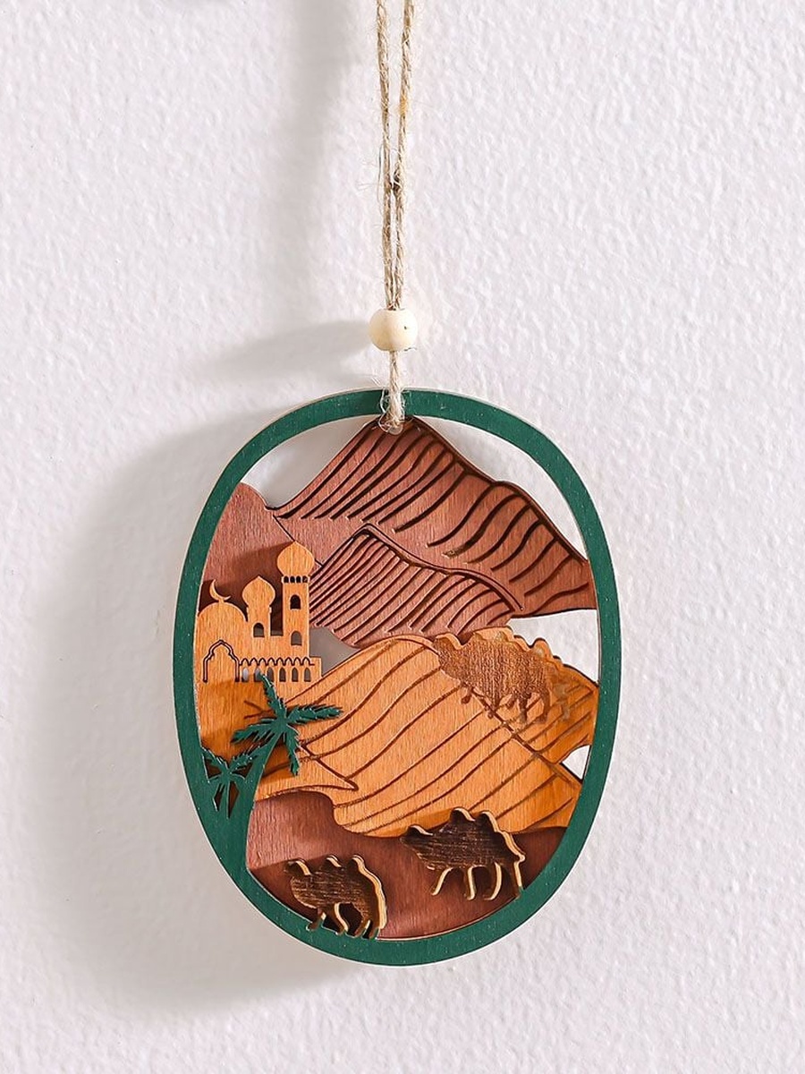 Afreen Wood Desert Oasis Hanging Decor - 9.3x0.7x12cm
