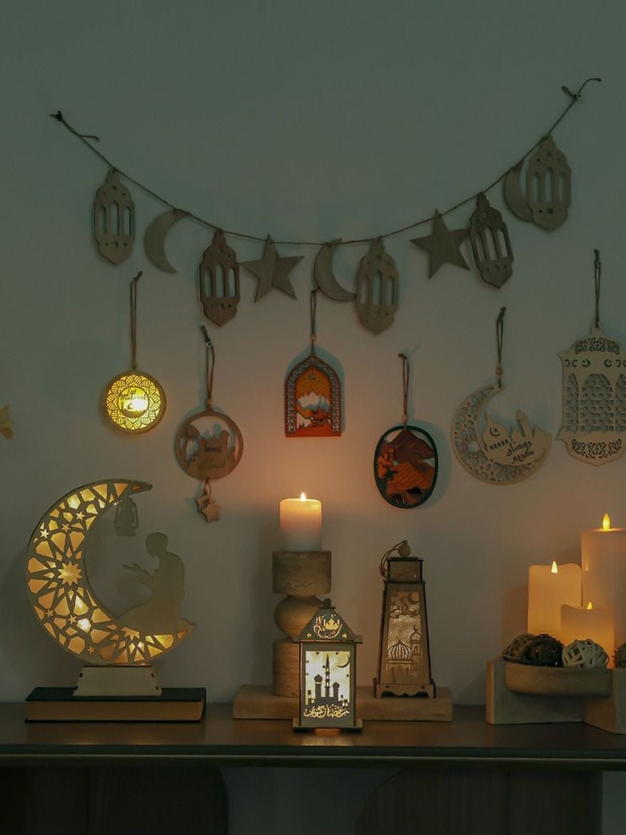 Afreen Wood Cutwork Lantern Decor - 11.8x0.3x20cm