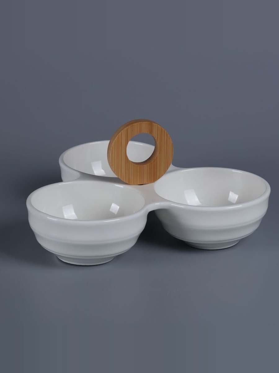 Princess 3 - Partition Bowl With Handle 20.5x20.5x12cm, White, Porcelain