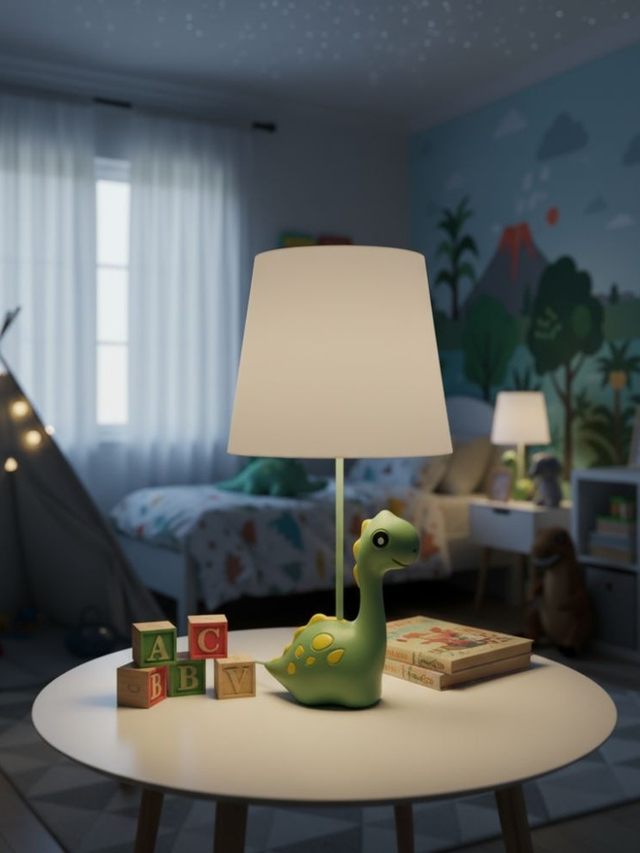 Dino Kids Polyresin Table Lamp-40Cm, Green