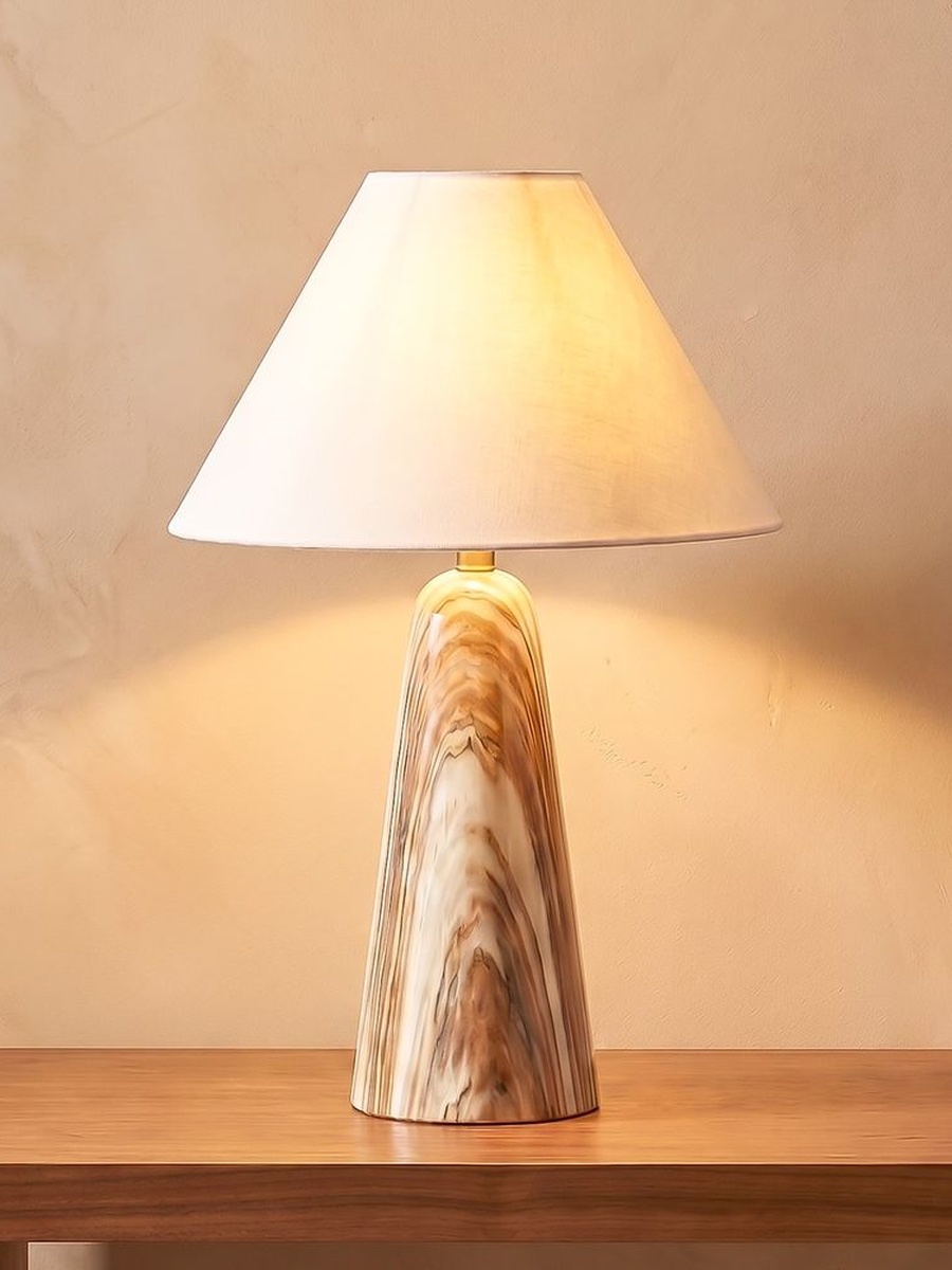 Rosso Marble Table Lamp-47cm, Brown