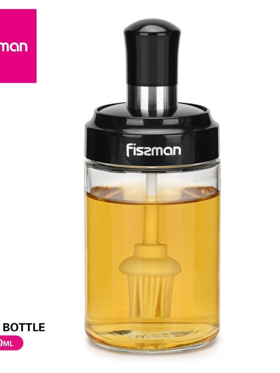 Oil Bottle 250 ml With Silicone Brush (Glass)6423, Clear