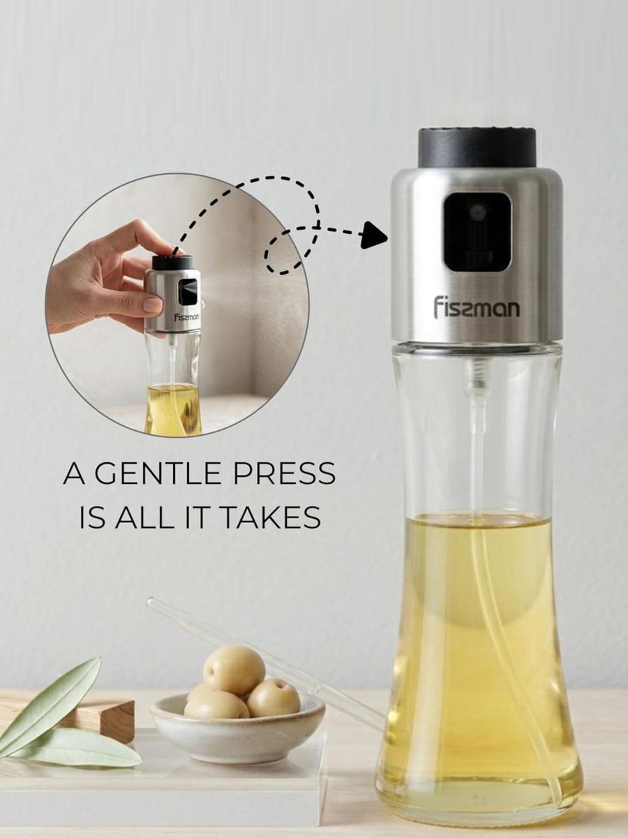Oil Or Vinegar Bottle 180 ml With Spray (Glass)17617, Clear