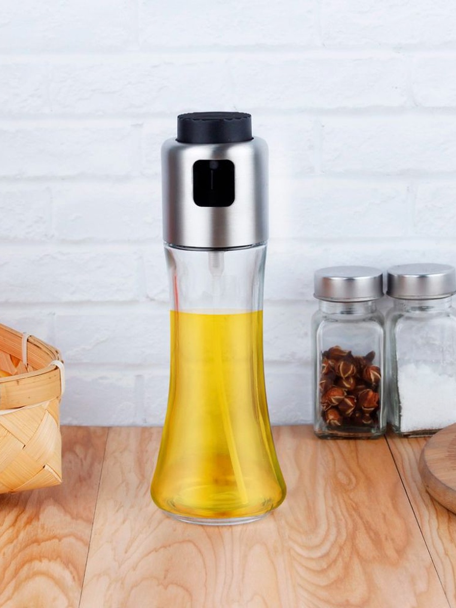 Oil Or Vinegar Bottle 180 ml With Spray (Glass)17617, Clear