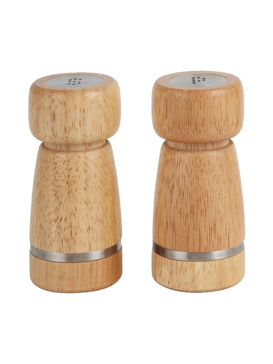 Loretta 2 - Piece Rubber Wood Salt And Pepper Shakers Set Nature 5.5x12.7 Hcm