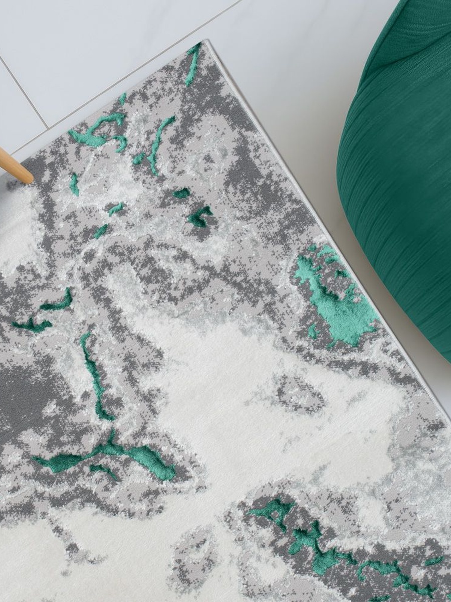Harmony Modern Distressed Rugs 200x300, Turquoise