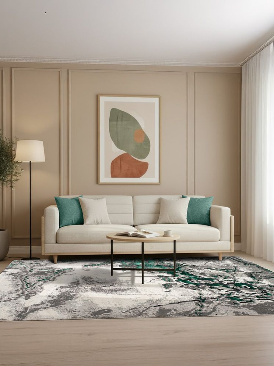 Harmony Modern Distressed Rugs 200x300, Turquoise