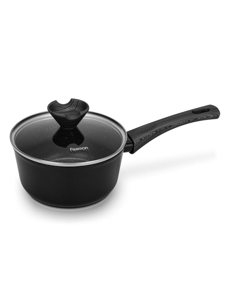 Sauce Pan Angela 16x8cm/1.39 Liter With Glass Lid, Aluminium With Non - Stick, Black