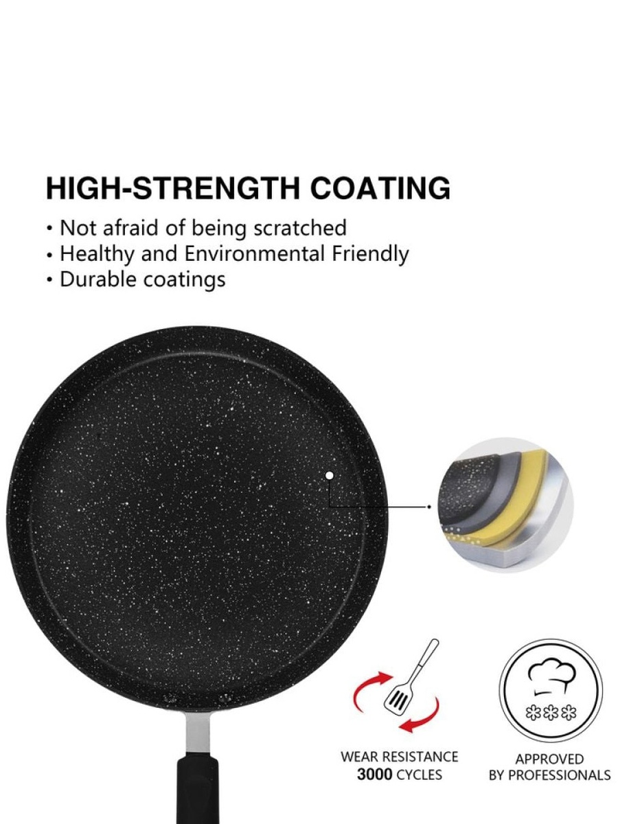 Crepe Pan Jet Black 28 cm (Aluminium With Non - Stick Coating) - 10032