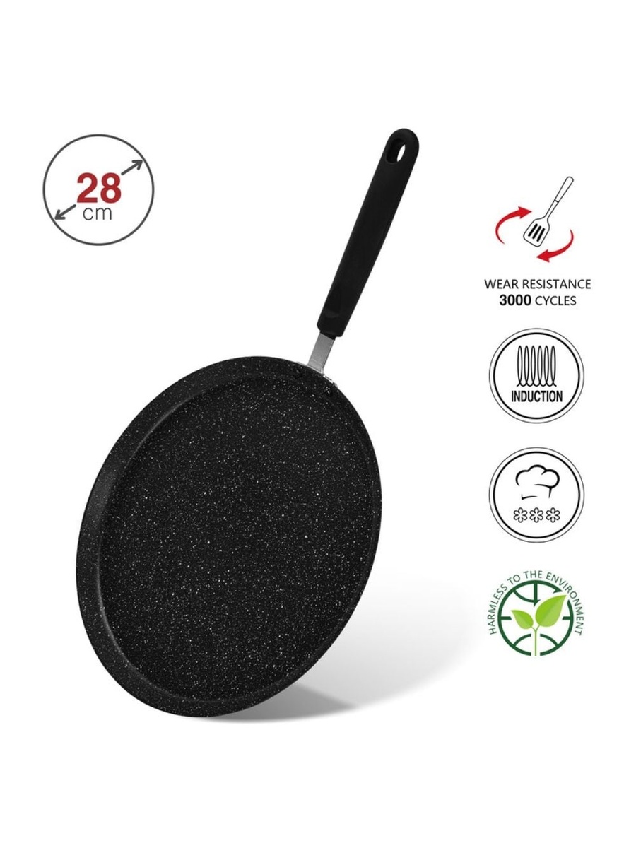Crepe Pan Jet Black 28 cm (Aluminium With Non - Stick Coating) - 10032