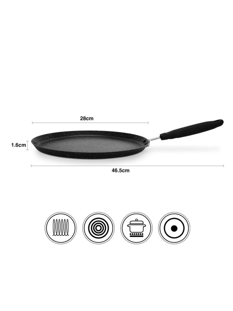 Crepe Pan Jet Black 28 cm (Aluminium With Non - Stick Coating) - 10032