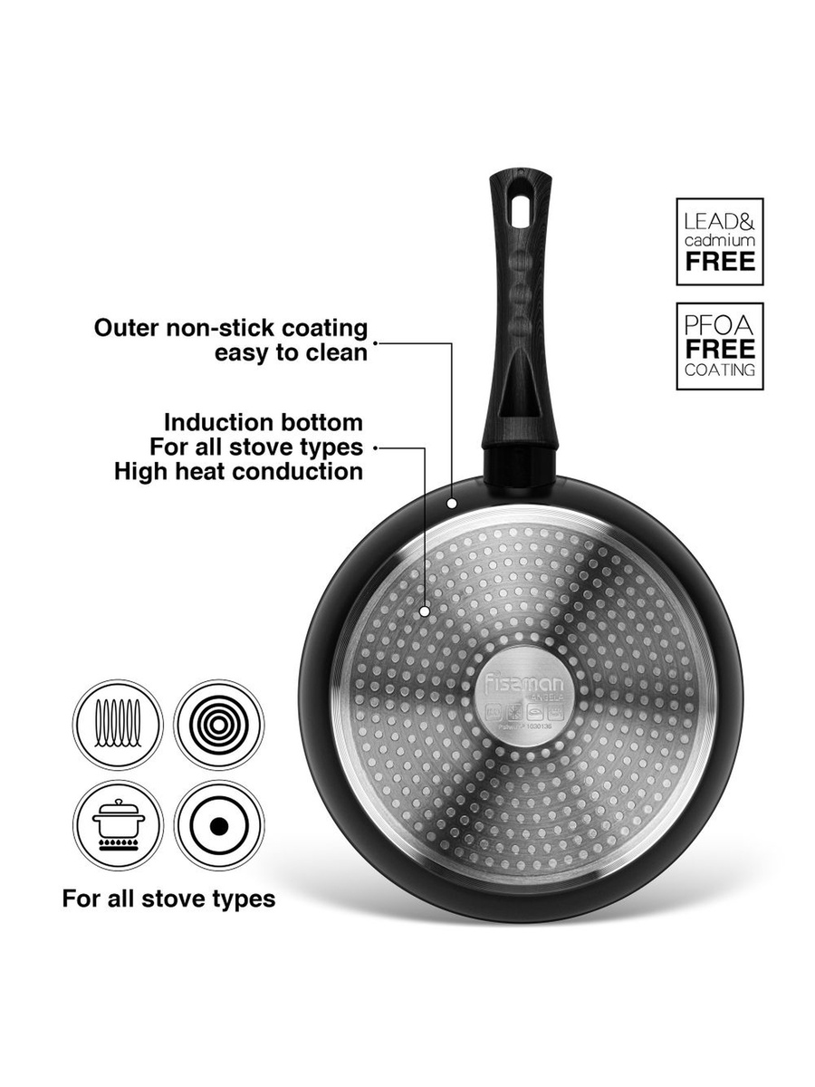 Non Stick Frying Pan Angela 24x5cm, 14602, Black, Aluminum