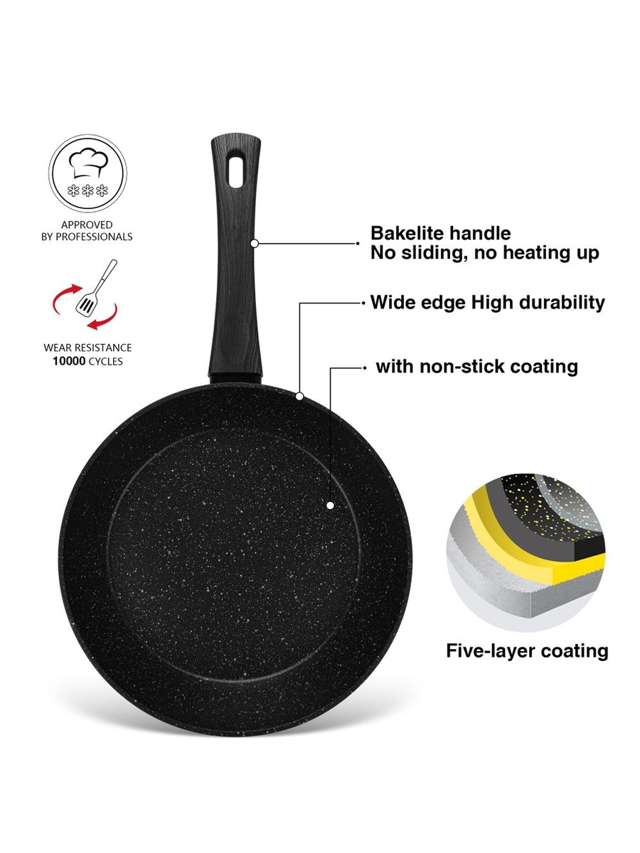 Non Stick Frying Pan Angela 24x5cm, 14602, Black, Aluminum