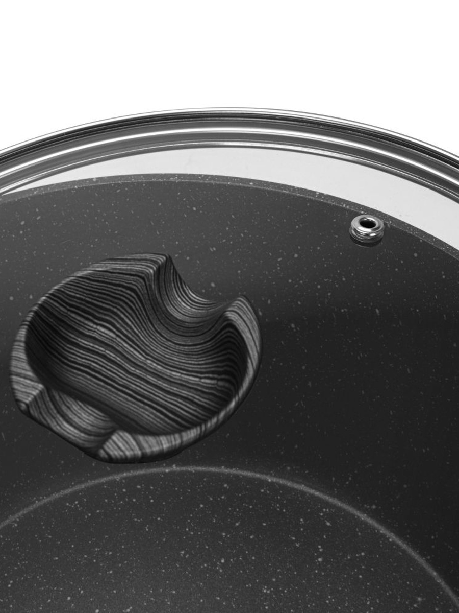 Stockpot Angela 26x13.5cm/6.5 Liter With Glass Lid, Aluminium With Non - Stick, Black