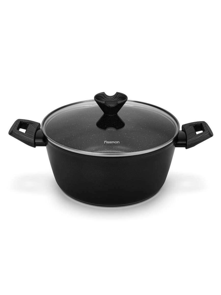 Stockpot Angela 24x11cm/4.2 Liter With Glass Lid, Aluminium With Non - Stick, Black