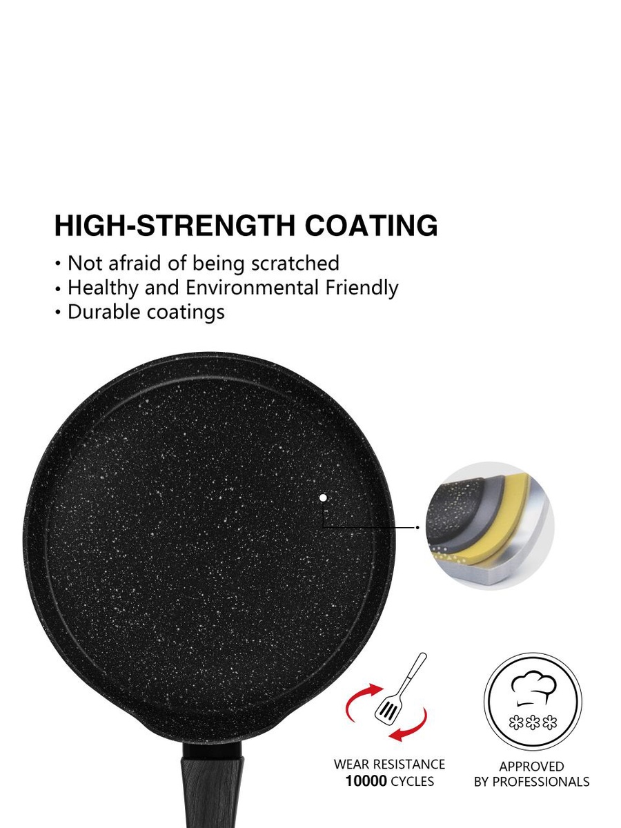 Crepe Pan Angela 24 cm (Aluminium With Non - Stick Coating)14609, Black