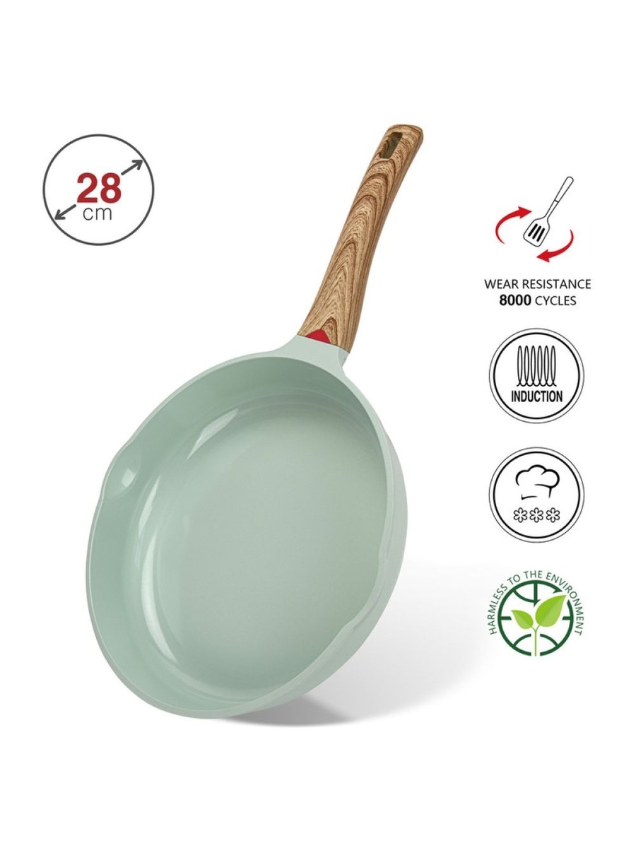Frying Pan Cameo 28x6cm (Cast Aluminium With Non - Stick Coating) - 10034, Green