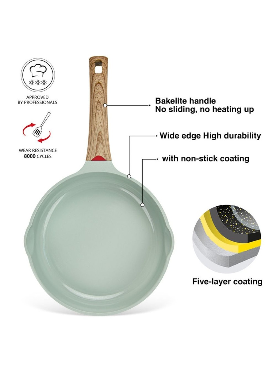 Frying Pan Cameo 28x6cm (Cast Aluminium With Non - Stick Coating) - 10034, Green