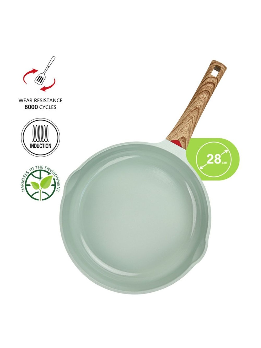 Frying Pan Cameo 28x6cm (Cast Aluminium With Non - Stick Coating) - 10034, Green