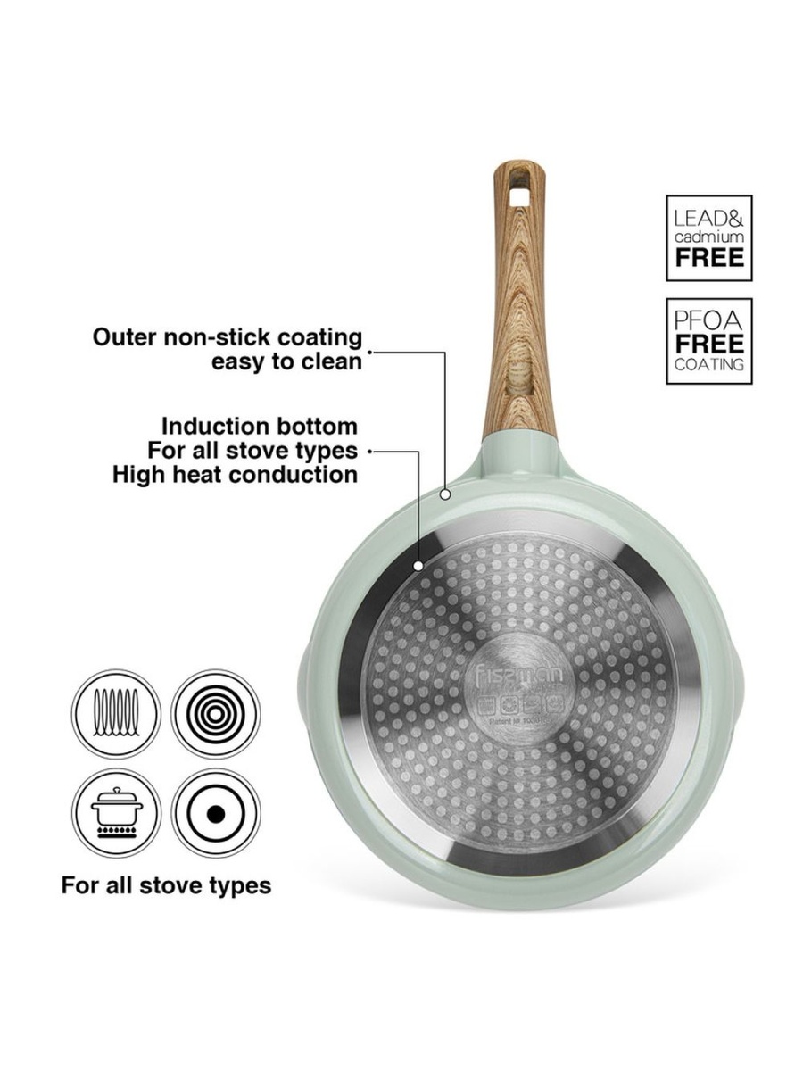 Frying Pan Cameo 28x6cm (Cast Aluminium With Non - Stick Coating) - 10034, Green