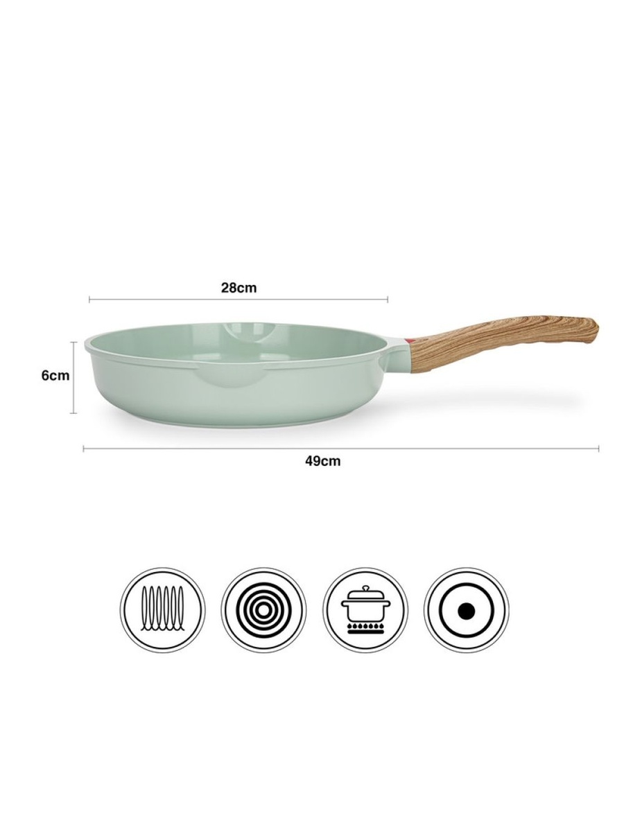 Frying Pan Cameo 28x6cm (Cast Aluminium With Non - Stick Coating) - 10034, Green