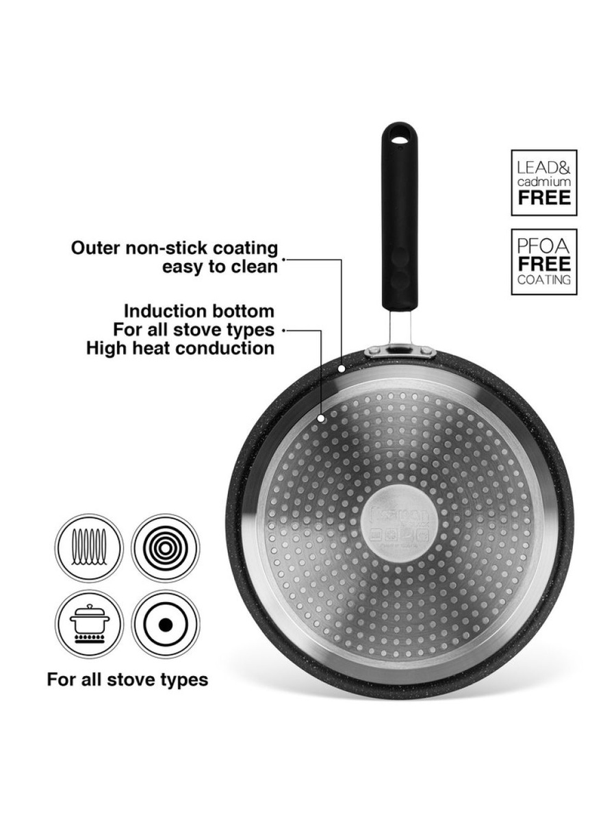 Crepe Pan Jet Black 24 cm (Aluminium With Non - Stick Coating) - 10031