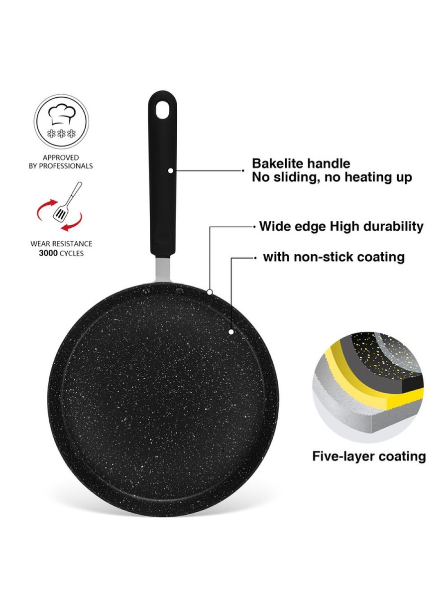 Crepe Pan Jet Black 24 cm (Aluminium With Non - Stick Coating) - 10031