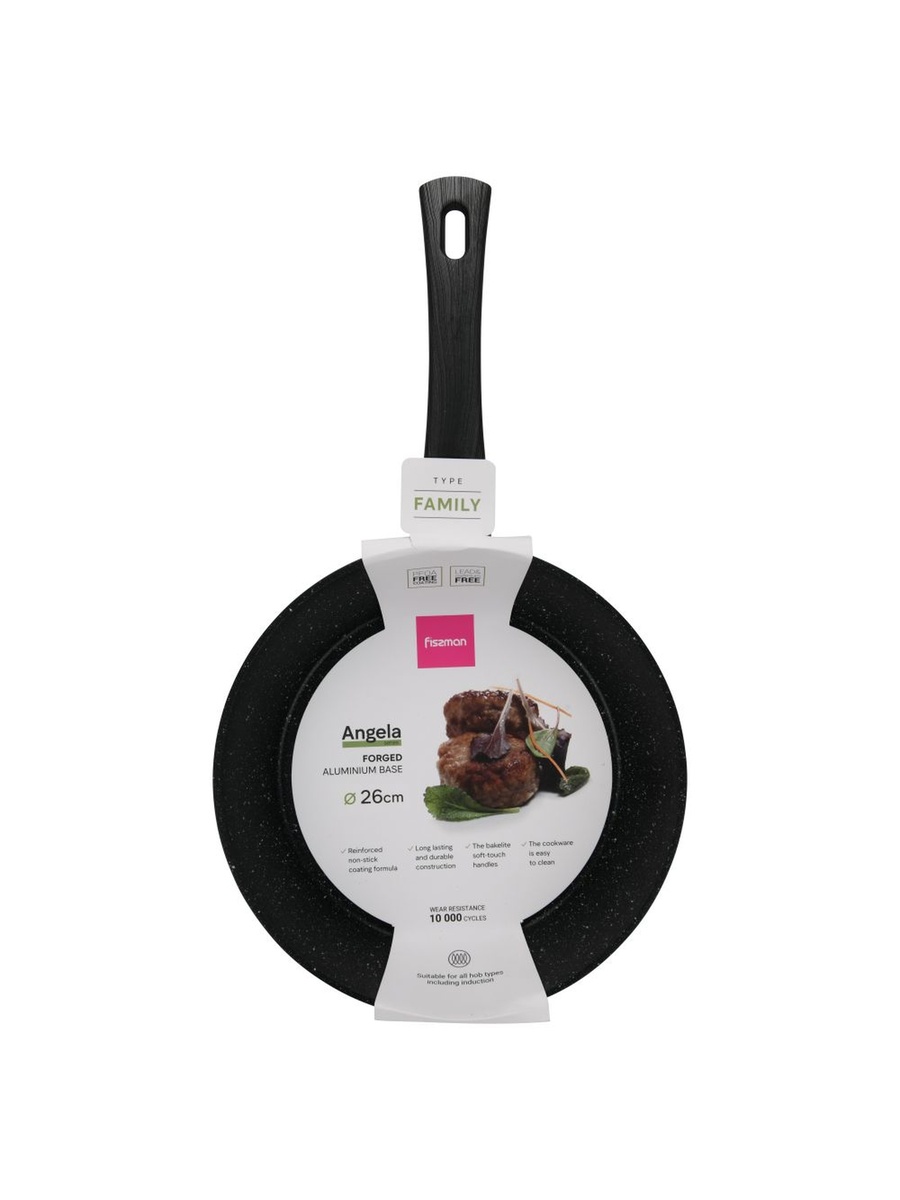Frying Pan Angela 26x5.2cm (Aluminium With Non - Stick Coating)14603, Black