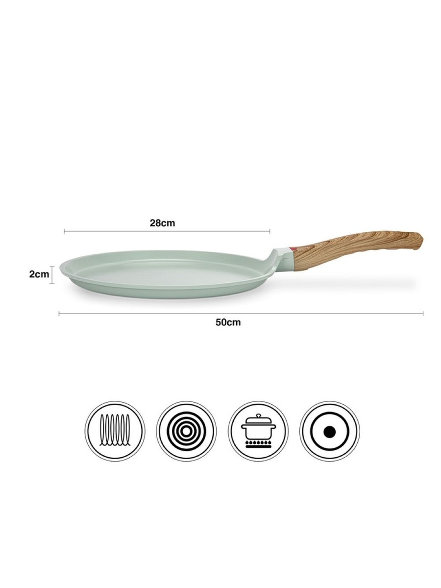 Crepe Pan Cameo 28 cm (Cast Aluminium With Non - Stick Coating) - 10035, Green