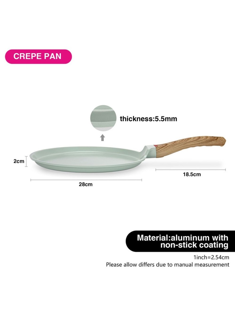 Crepe Pan Cameo 28 cm (Cast Aluminium With Non - Stick Coating) - 10035, Green