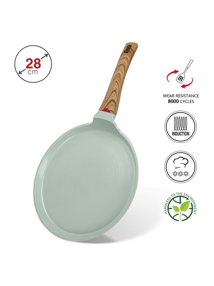 Crepe Pan Cameo 28 cm (Cast Aluminium With Non - Stick Coating) - 10035, Green
