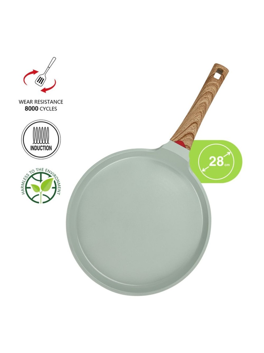 Crepe Pan Cameo 28 cm (Cast Aluminium With Non - Stick Coating) - 10035, Green
