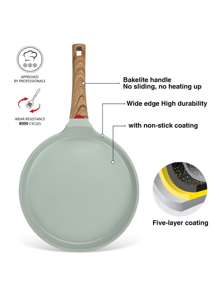 Crepe Pan Cameo 28 cm (Cast Aluminium With Non - Stick Coating) - 10035, Green