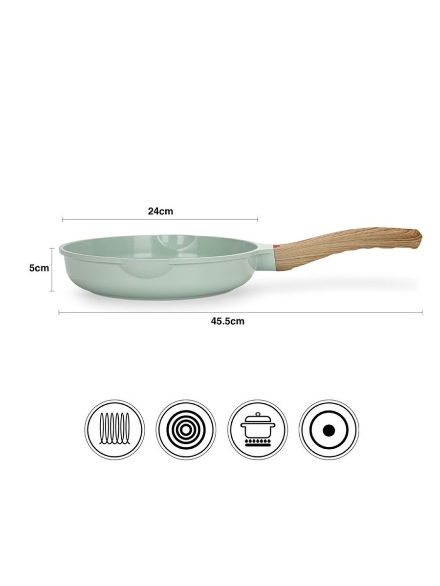 Frying Pan Cameo 24x5cm (Cast Aluminium With Non - Stick Coating) - 10033, Green
