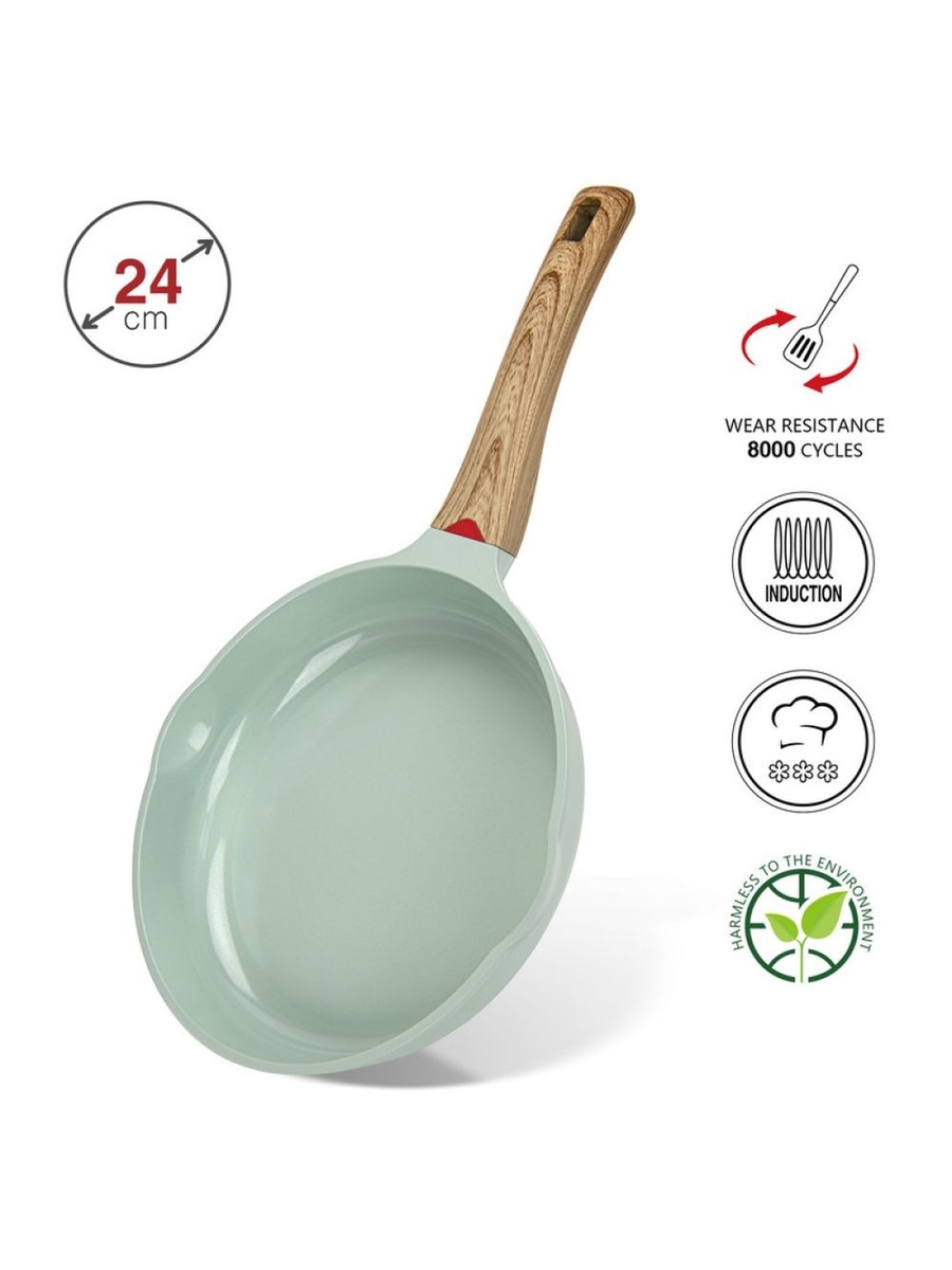 Frying Pan Cameo 24x5cm (Cast Aluminium With Non - Stick Coating) - 10033, Green