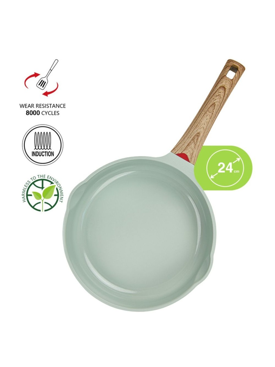 Frying Pan Cameo 24x5cm (Cast Aluminium With Non - Stick Coating) - 10033, Green